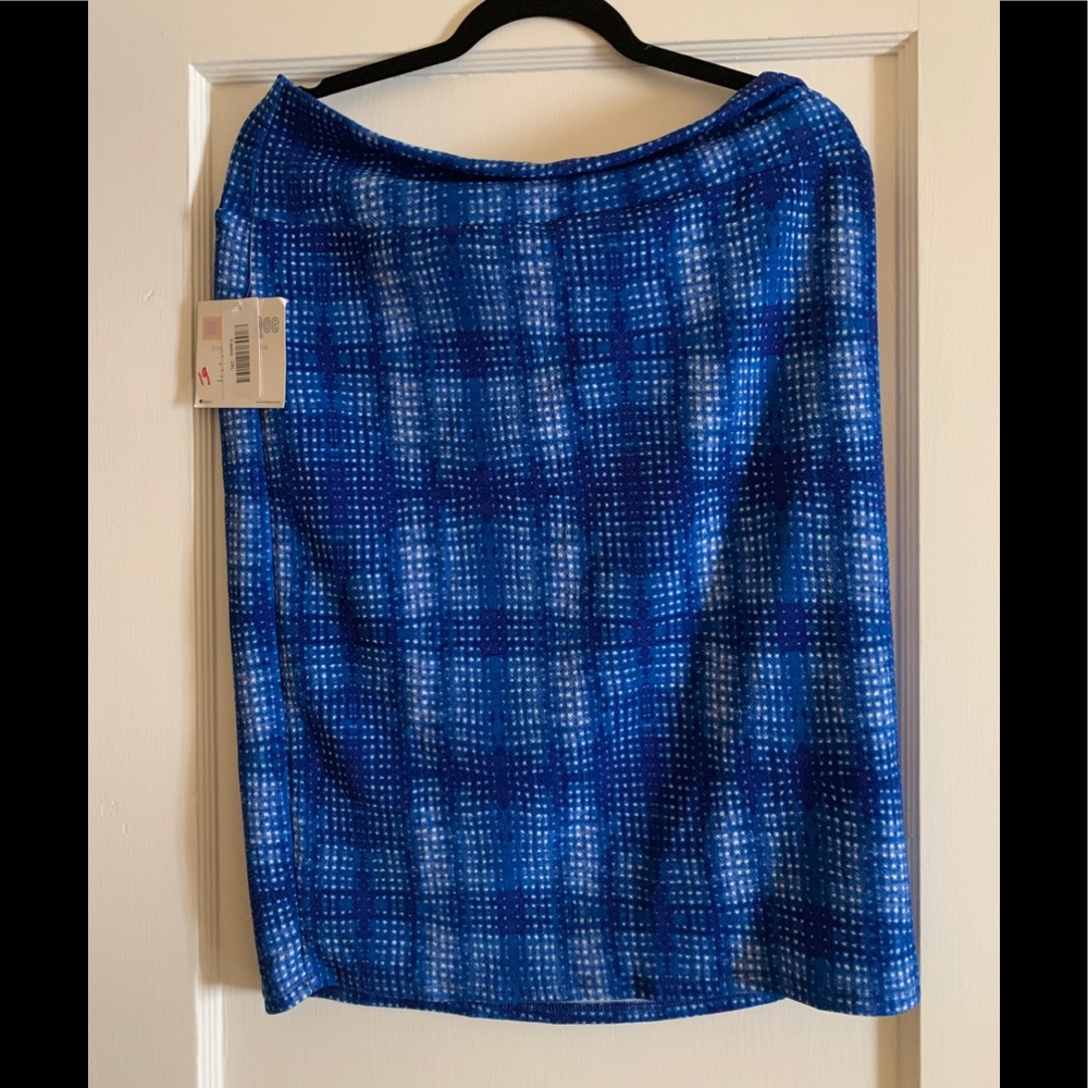 2xl “Cassie” Pencil Skirt   Blue plaid  #19